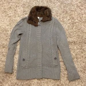 Faux fur neck cardigan